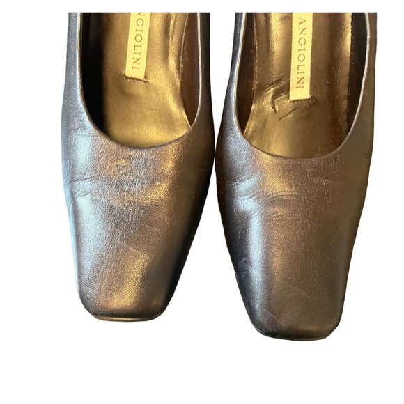 Enzo Angiolini Black Leather Heels Womens Shoes 7M Square Toe Made In Spain - Picture 4 of 9